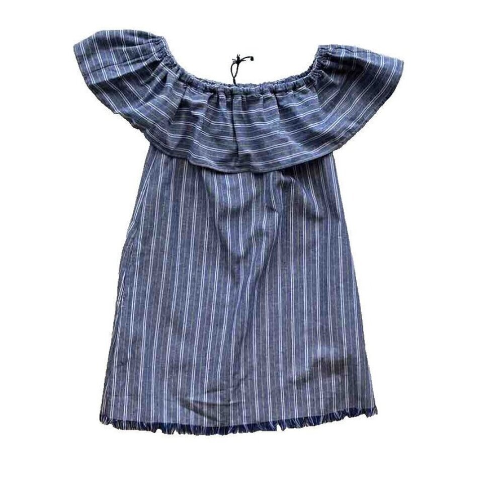 Nasty gal LOVERICHE Women's Blue Stripe Tulum Off-the-Shoulder Mini Dress Size S - Picture 6 of 16